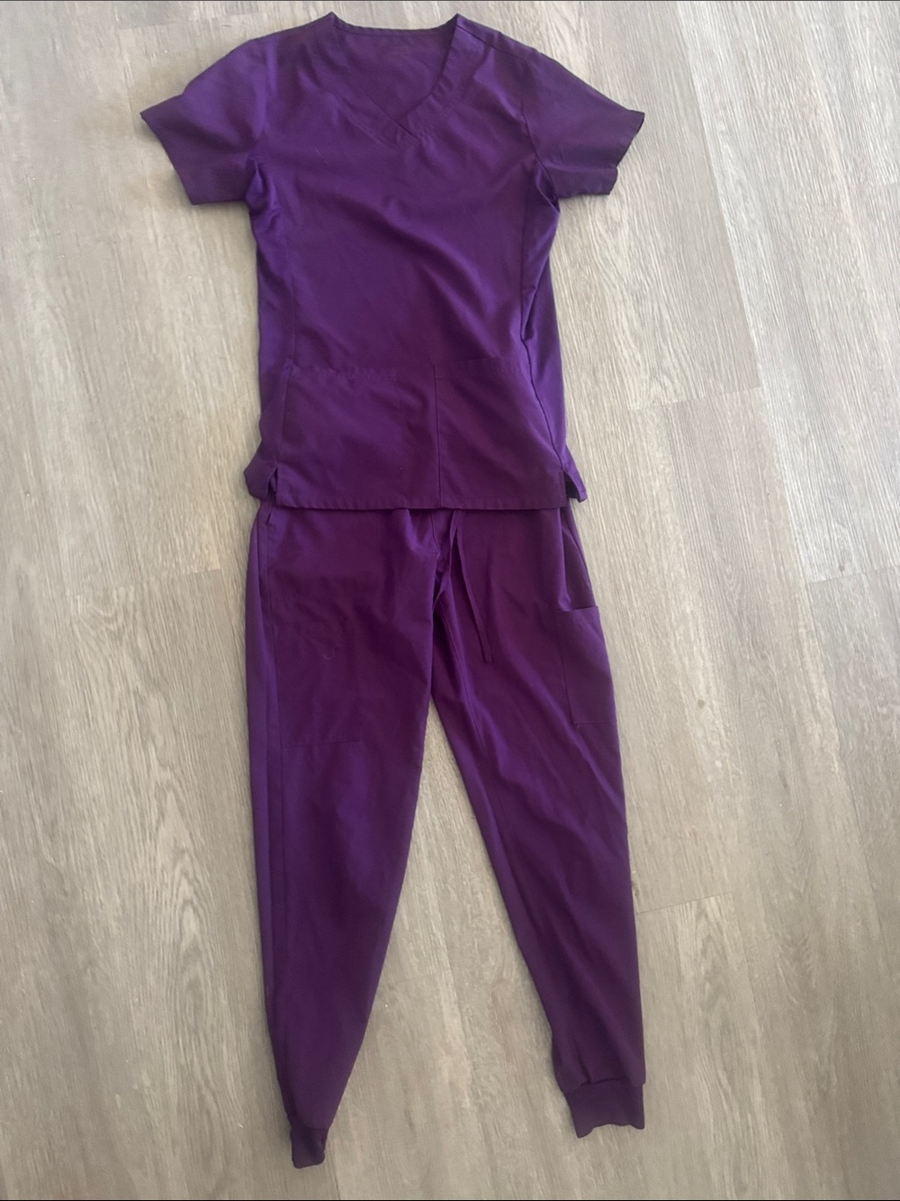 Angie Purple V-Neck Scrub Top and Jogger Pant Set
